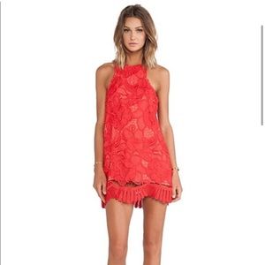 Lovers + Friends Floral Lace Caspian Shift Dress in Coral